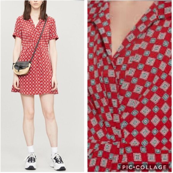 Sandro Red Patterned Dress - Picture 1 of 8